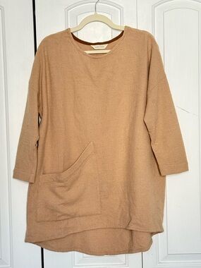 Elizabeth Suzann Long Sleeve Harper Tunic in Fawn Climate Beneficial Wool Alpaca